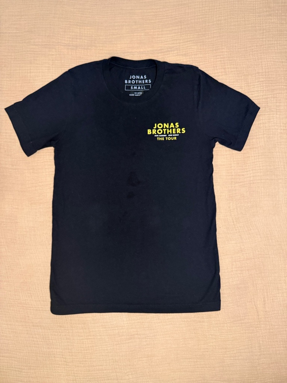 Jonas Brothers The Tour Five Albums One Night Black Yellow Concert Tshirt